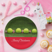 ボールとサンタクロースとテニスのメリークリスマス ペーパープレート (パーティー)