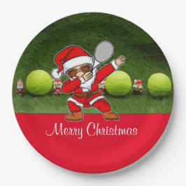 ボールとサンタクロースとテニスのメリークリスマス ペーパープレート