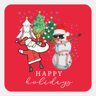 ボールとサンタクロースと野球メリークリスマス スクエアシール