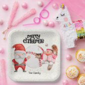 ボールとサンタクロースを持つ野球クリスマス ペーパープレート (パーティー)