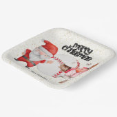 ボールとサンタクロースを持つ野球クリスマス ペーパープレート (傾斜あり)