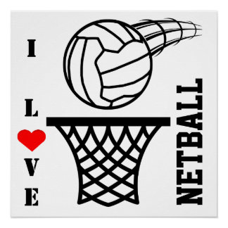 ボールとネットデザインI Love Netball ポスター