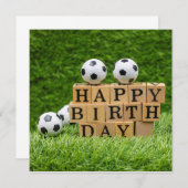 ボールとハッピーバースデー語を持つサッカー誕生日 (正面/裏面)