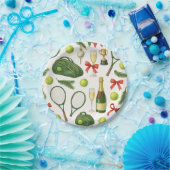 ボールとラケットをテーマにしたテニスクリスマス ペーパープレート (パーティー)