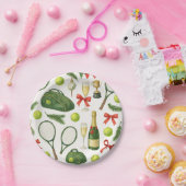 ボールとラケットをテーマにしたテニスクリスマス ペーパープレート (パーティー)