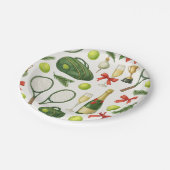 ボールとラケットをテーマにしたテニスクリスマス ペーパープレート (アングル)