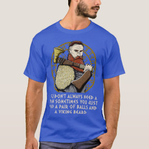 ボールとヴァルハラのひげノーズおもしろいハムのペア Tシャツ