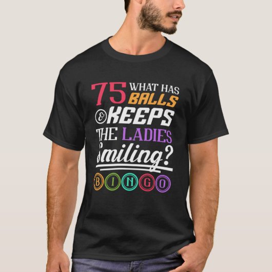 ボールと女性の笑顔のバ保ンゴを持っているもの Tシャツ (正面)
