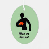 ボールと自分の言葉を持つラグビープレーヤーMetal メタルオーナメント (正面左)