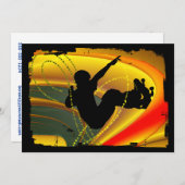 ボールにスケートボードシルエット 招待状 (正面/裏面)