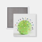 ボールに挿入された直線ピンのクローズアップ マグネット (正面/裏面)