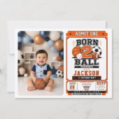 ボールに生まれて スポーツ少年 2歳の誕生日パーティー 招待状 (正面)