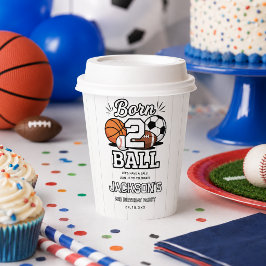 ボールに生まれ変わるスポーツテーマの男の子の2歳の誕生日パーティー 紙コップ