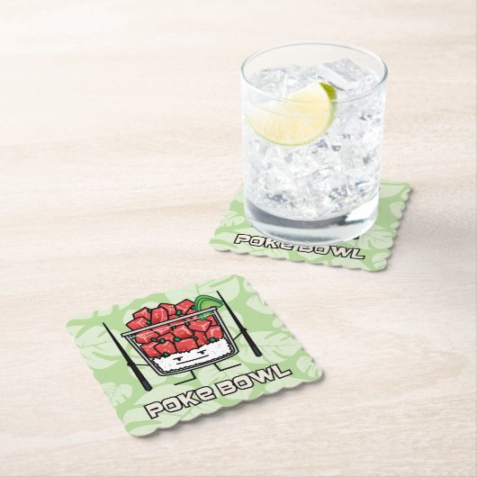 ボールのハワイの生魚サラダ箸のakuを突いて下さい ペーパーコースター (インサイチュ)