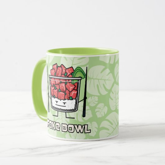 ボールのハワイの生魚サラダ箸のakuを突いて下さい マグカップ (正面左)