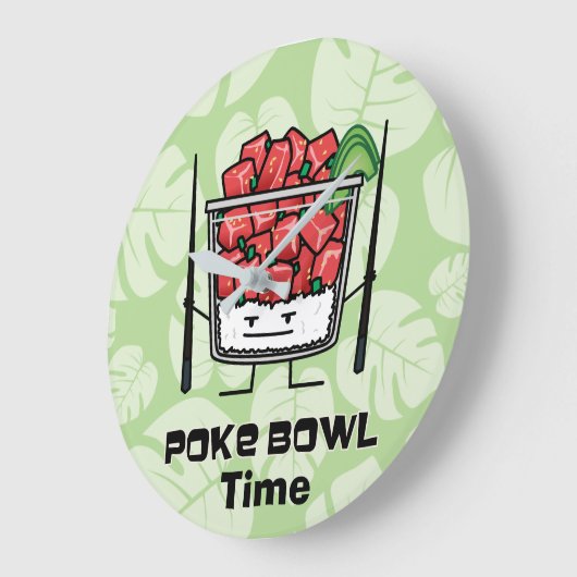 ボールのハワイの生魚サラダ箸のakuを突いて下さい ラージ壁時計 (傾斜)