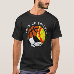 ボールのメンズパパソフトボールサッカーバスケットボール Tシャツ