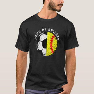 ボールのメンズポップサッカーおもしろいソフトボールポップPr Tシャツ