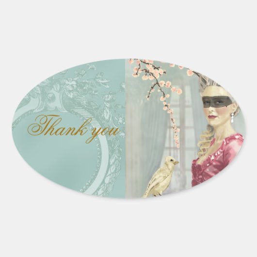 ボールの前に感謝ステッカー 楕円形シール (正面)