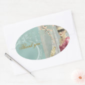 ボールの前に感謝ステッカー 楕円形シール (封筒)