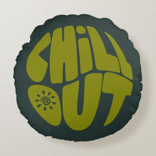 ボールの形をした手描きレタリングフレーズ ラウンドクッション (正面)
