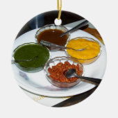 ボールの異なったインドのスパイス セラミックオーナメント (正面)
