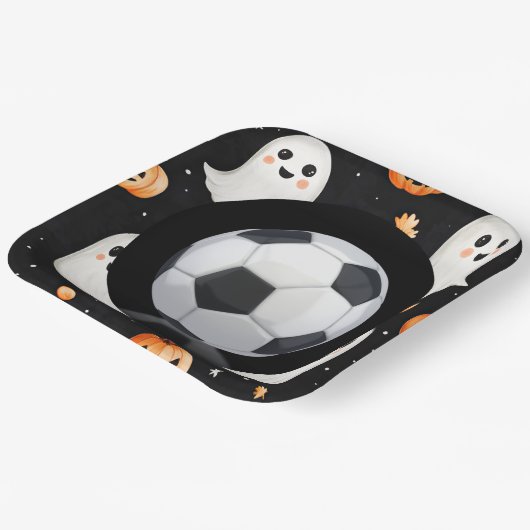 ボールをテーマにしたサッカーハロウィン ペーパープレート (傾斜あり)