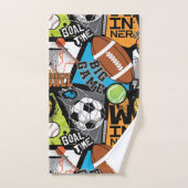 ボールを使ったスポーツパターン バスタオルセット (ハンドタオル)