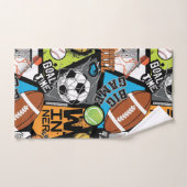 ボールを使ったスポーツパターン バスタオルセット (ハンドタオル)