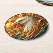 ボールを威厳のある掴むワシ ラウンドペーパーコースター (アングル)