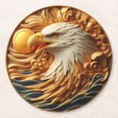 ボールを威厳のある掴むワシ ラウンドペーパーコースター (正面)