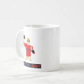 ボールを手にして動作するサッカー選手 コーヒーマグカップ (正面左)