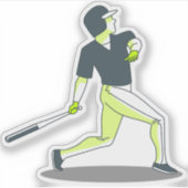 ボールを打った野球選手 シール (正面)