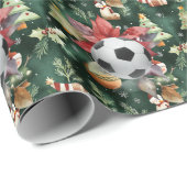 ボールを持つプレーヤーのためのサッカークリスマスをテーマにした ラッピングペーパー (ロールコーナー)