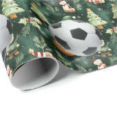 ボールを持つプレーヤーのためのサッカークリスマスをテーマにした ラッピングペーパー (ロールコーナー)
