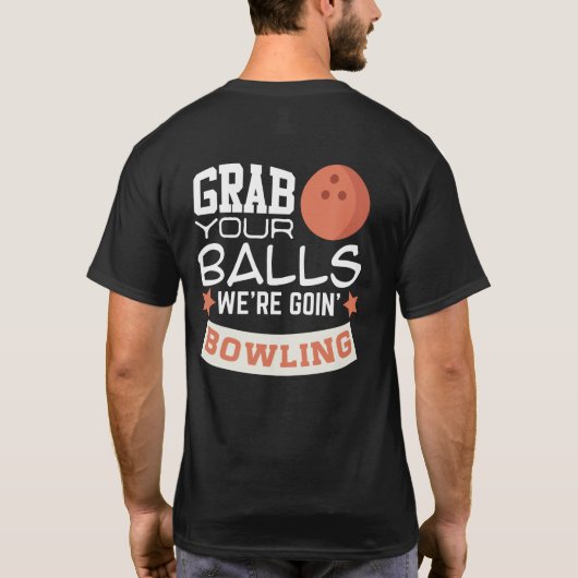 ボールを掴むボーリング Tシャツ (裏面)