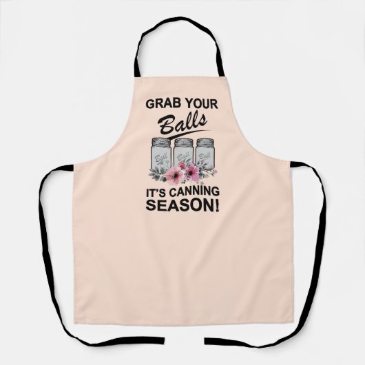 ボールを掴む缶詰シーズンのギャグおもしろいジョーク エプロン (正面)