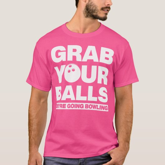 ボールを掴む行くボーリング Tシャツ (正面)