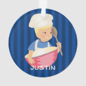 ボールを混ぜた金髪の男パーソナライズされた子 オーナメント (裏面)