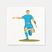 ボールを蹴るラグビー選手の紙ナプキン スタンダードカクテルナプキン (正面)