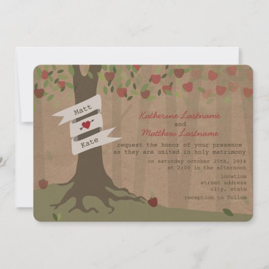 ボールインスパイアドのApple Orchard Wedding Invite 招待状 (正面)