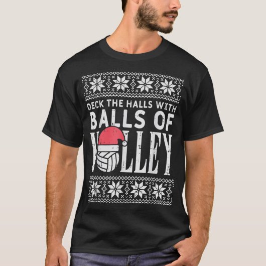 ボールオブボレークリスマスバレーボール醜いクリスマスSwe Tシャツ (正面)