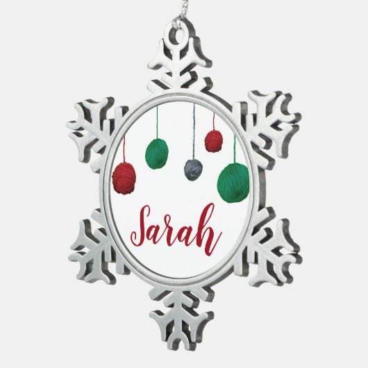 ボールオブヤーンクレフティホリデーネーム/文字 スノーフレークピューターオーナメント (右)