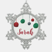 ボールオブヤーンクレフティホリデーネーム/文字 スノーフレークピューターオーナメント (正面)