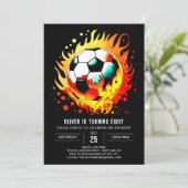 ボールカラフルオンラインサッカー誕生日 招待状 (スタンド正面)