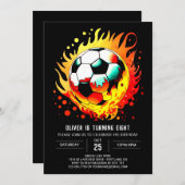 ボールカラフルオンラインサッカー誕生日 招待状 (正面/裏面)