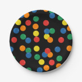 ボールカラフルパターン黒 ペーパープレート (正面)