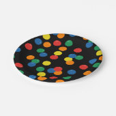 ボールカラフルパターン黒 ペーパープレート (アングル)