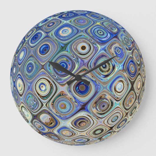 ボールカラーカラーイリュージョンレインボーブルーグリーン金ゴールド ラージ壁時計 (正面)