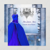 ボールガウン王室のネイビーブルーバラキンセアニェラ 招待状 (正面/裏面)